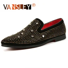 Новинка; мужские туфли на плоской подошве с шипами; цвет золотой, черный; Дизайнерские мужские лоферы со стразами; мужские повседневные туфли с острым носком и стразами; Hombre