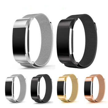 

For FITBIT Charge 2 Metal Bracelet Stainless steel strap Mesh Magnetic Loop Strap Replacement TPE Chain Belt Smart Watch band