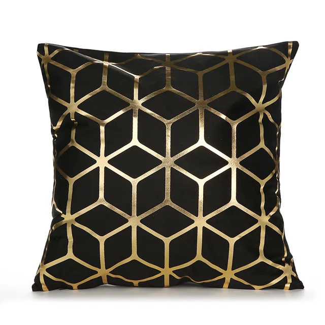 45cm Stamping Gold Pillowcase Retro European Style Sofa Cushion Cover Home Decorative Short Plush Pillow Cover Cushion Bed Car 3