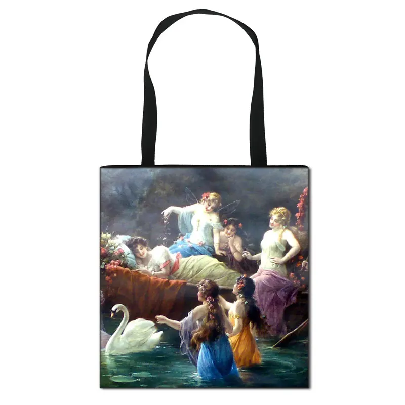 Vintage Fantasy Fairy Painting Totes Bag Women Handbag Ladies Canvas Shoulder Bag for Travel Large Capacity Shopping Bags
