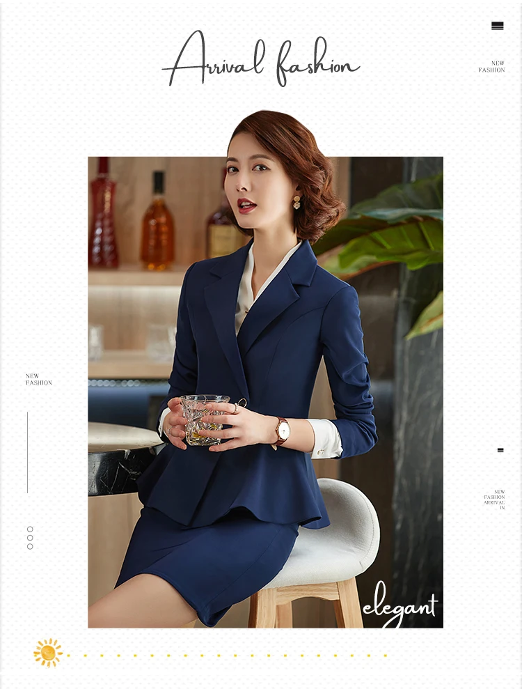 Autumn and Spring women suits with trouser office uniform style business Ruffle suits trouser work wear blazer set Asian size