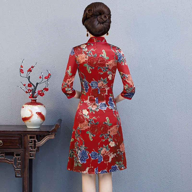 Сексуальное платье Ципао от AO Dai,, летнее винтажное платье до колена в китайском стиле, женское платье из вискозы, тонкое платье для вечеринок на пуговицах, Vestido