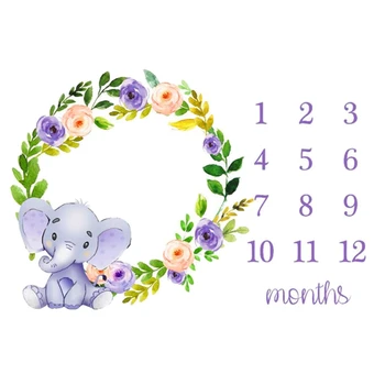 

Baby Monthly Milestone Blanket Newborn Photo Props Shoots Backdrop Personalized Infants Growing Toddlers Swaddle Blanket