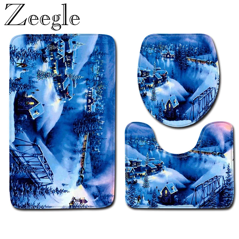 

Zeegle Bathroom Carpet Set Anti-slip Bathroom Rug Shower Mat Washable Toilet Rug Foot Mat Absorbent Kitchen Carpet Bath Mat Set