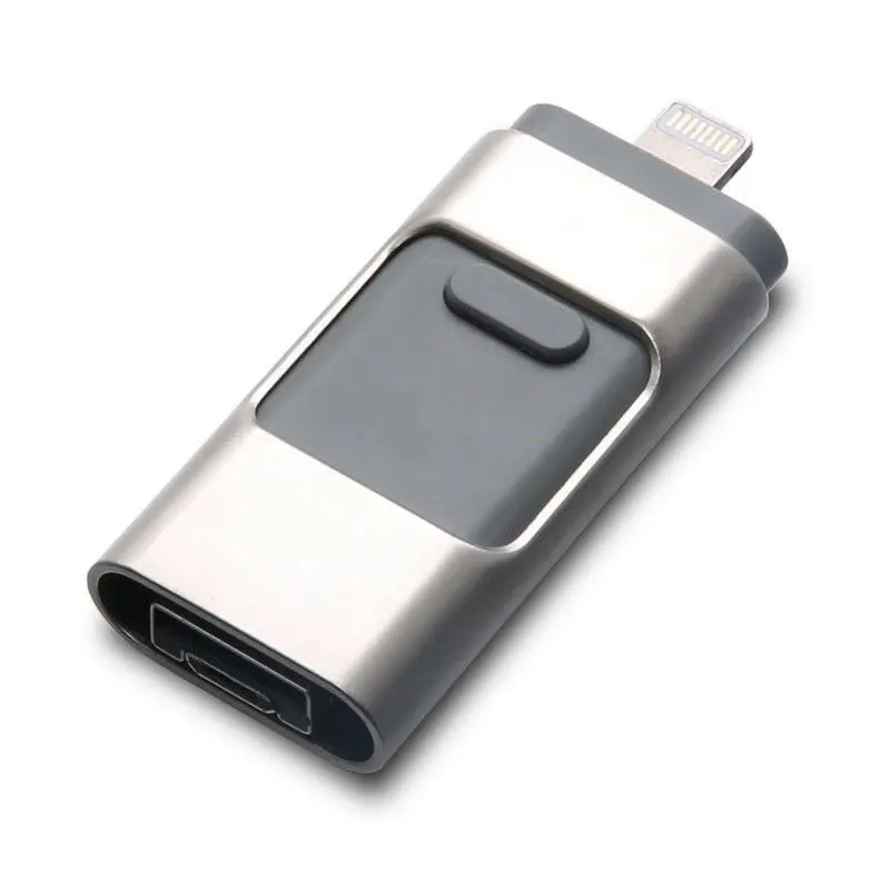 Otg USB флеш-накопитель 3 в 1 для iPhone 11X8 7 6 5 5S ipad Usb флеш-накопитель 3,0 HD карта памяти 16 ГБ 32 ГБ 64 Гб 128 ГБ 256 ГБ - Цвет: Серебристый