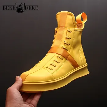 

Men Ankle Boots Street Platform High-Top Sneakers Personality Punk Zipper Hip Hop Shoes Winter Runway Shoes Bota Masculina
