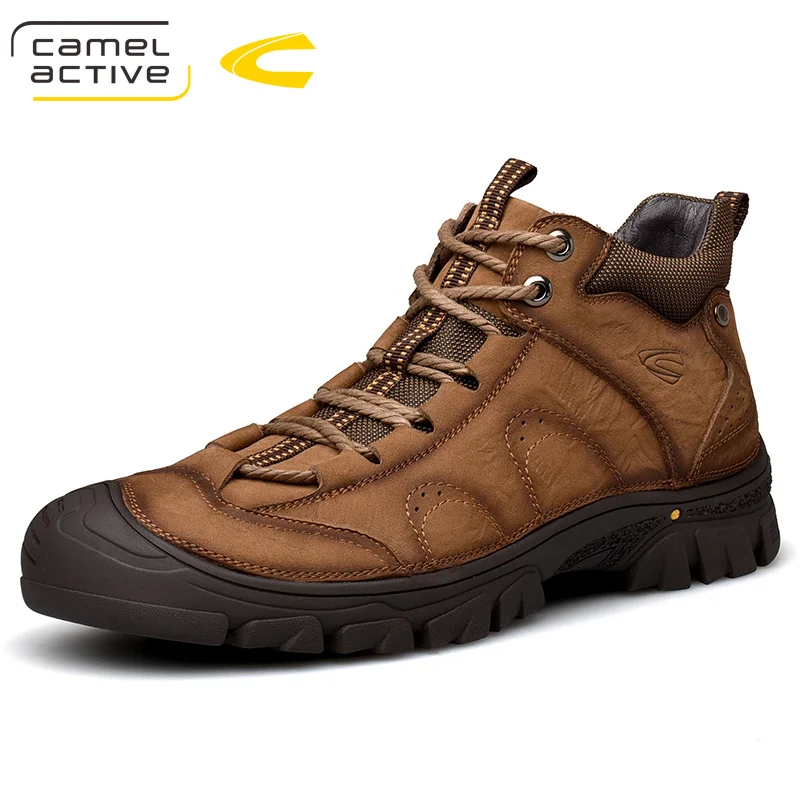 Camel Active New plus size 44 genuine leather men boots man shoes with fur male winter boots warm snow boots waterproof Boots - Color: Brown