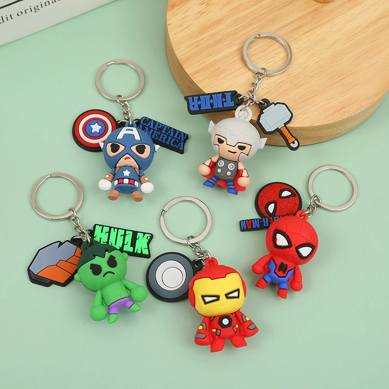 Disney Marvel Keychain Super Hero Iron Man Spider Man Hulk Thor Captain
