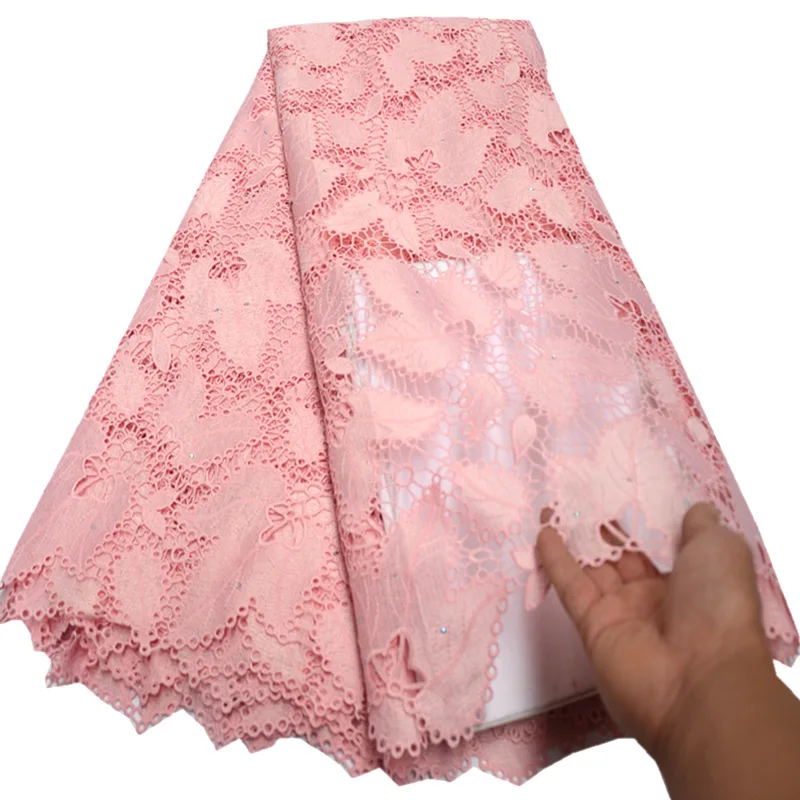 

Graceful Pink African Cord Lace French Lace Fabric High Quality Guipure Lace Fabric Material for Party Wedding Dress DG508