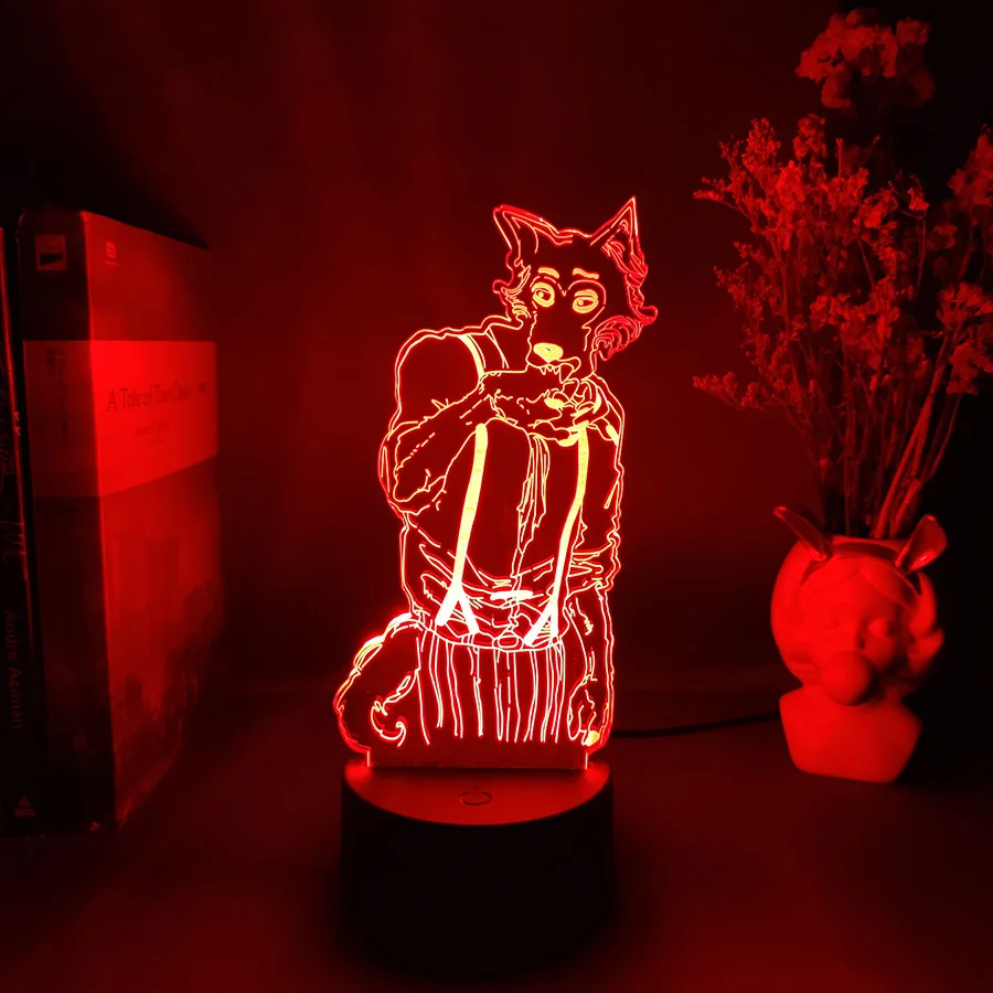 Beastars Legoshi 3D Anime Light Acrylic Lamp - 7-Color Changing Cute Room Decoration