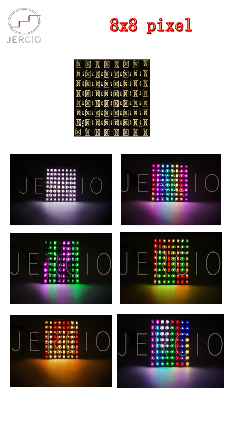JERCIO сменный ЖК-экран 8*8 DC5V WS2812B sk6812 панель пикселей цифровой гибкий светодиодный индивидуально адресуемый smd5050 2427