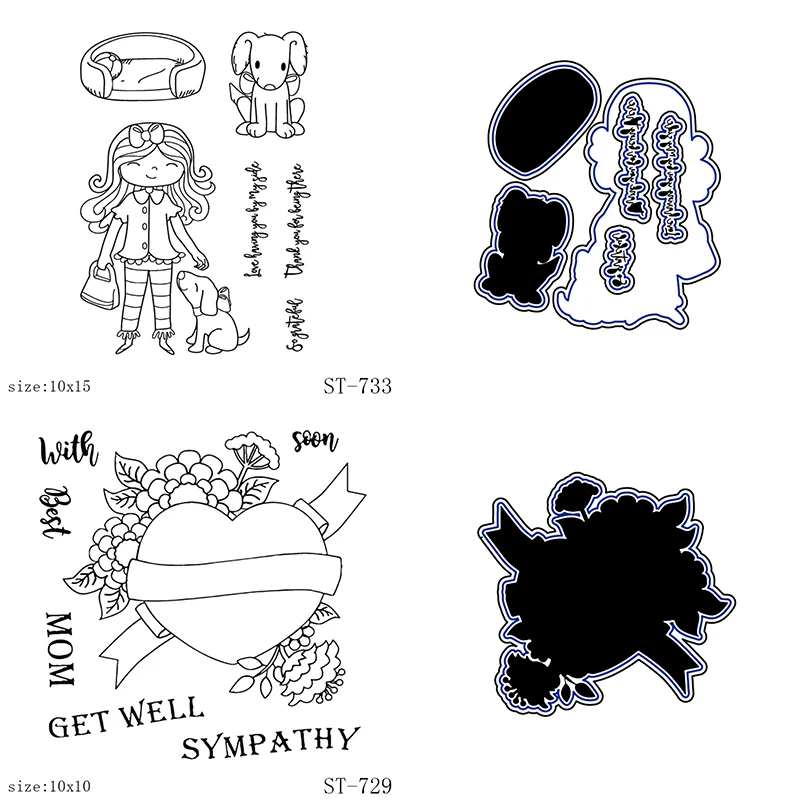 

AZSG Kindly Mother Heart Flower Cutting Dies Clear Stamps For DIY Scrapbooking/Card Making/Album Decorative Silicone Stamp Craft