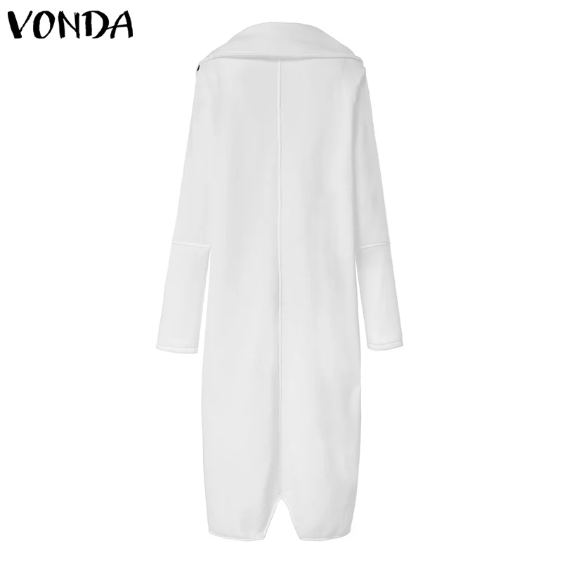 Promo  VONDA Autumn Hoody Dress Winter Coat Women Asymmetric Jackets Zippers Sweatshirt 2019 Casual Loose 