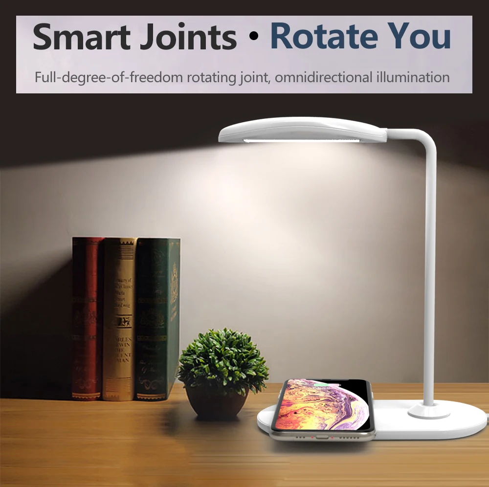 Qi Wireless Charging For Iphone Samsung Huawei Led Desk Lamp Touch Dimmable Protect Study Business Light Table Lamp - Wireless Chargers - AliExpress