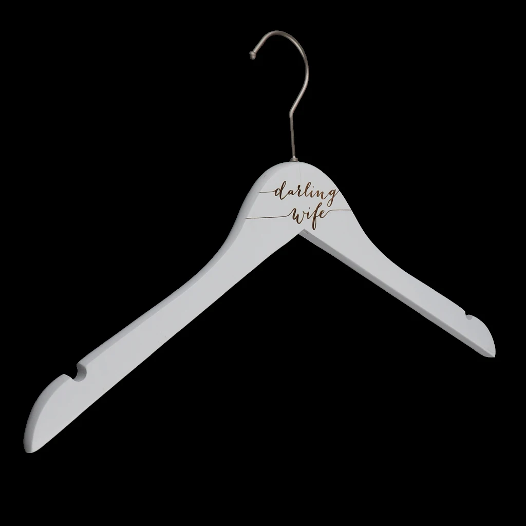 Pure Love Handmade Simple White Wooden Wedding Dress Hanger Bridal Gown Hanger