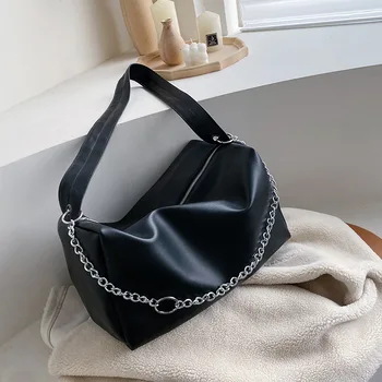 

luxurious Leather Shoulder Bags For Women 2020 Chain Designer Lady Crossbody Bag Female Cool High Capacity Solid Color Handbags