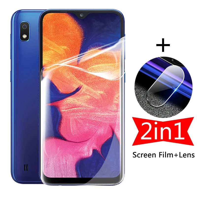 

2 in 1 Screen Hydrogel Film for Samsung Galaxy A10 A10e A10s M10 A 10 e s 10e 10s 1 0 Camera Lens Protector Not Protective Glass