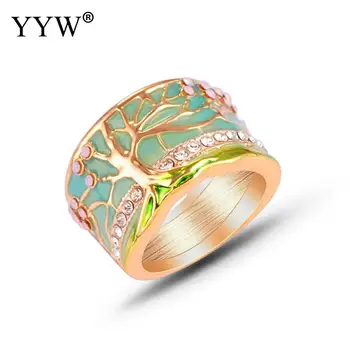 

New Trendy Tree Of Life Creative Women Rings Female Crystal Gold Color Finger Rings Women Engagement Wedding Party Jewelry Gift