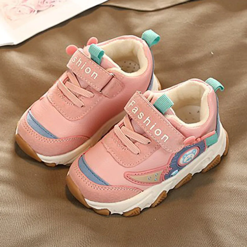 Новые кроссовки для девочек и мальчиков; Новинка года; модная обувь; удобная теплая разноцветная обувь; детская спортивная обувь; baskets enfant - Цвет: Pink