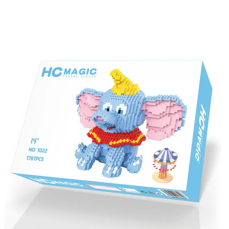 1787 шт. 1022 мини блоки мультфильм Dumbo Модель Строительные кирпичи милый слон пластиковые Развивающие игрушки для детей Подарки