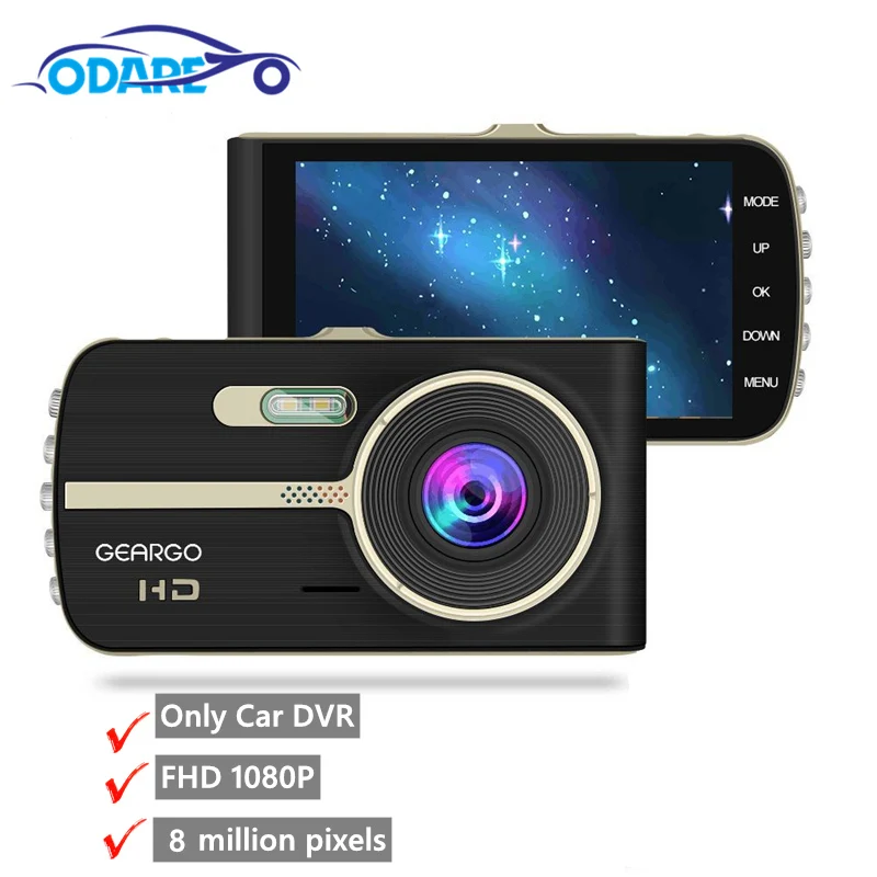 Odare Full HD 1080P 4,0 дюймов ips экран двойной объектив Автомобильный видеорегистратор камера Автомобильный видеорегистратор 170 градусов ночного видения - Название цвета: car dvr 4inch