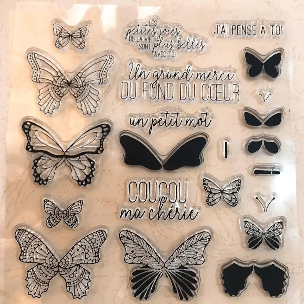Новое поступление французские бабочки прозрачные силиконовые прозрачные штампы DIY печать для скрапбукинга карта изготовление фотоальбома декоративная печать