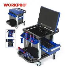 Workpro 135 pc conjunto de ferramentas de reparo do carro assento bancada móvel kit de ferramentas de soquete de fezes conjunto mecânico conjuntos de ferramentas manuais caixa para o reparo do carro(China)