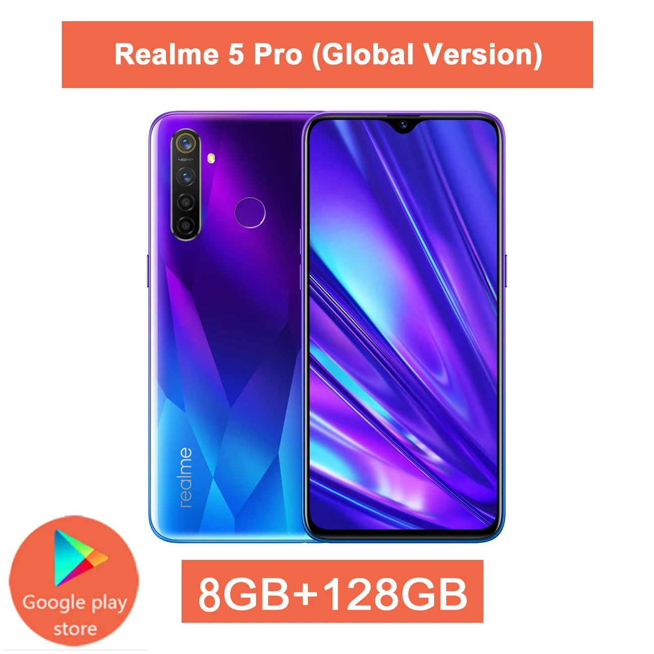 8G 128GB Blue-5 Pro Realme 5 Pro realme Q 6,3 ''экран Восьмиядерный Snapdragon 712AIE 48MP четырехъядерный мобильный телефон 4035mAh VOOC 20W быстрое зарядное устройство - Color: 8G 128GB Blue-5 Pro