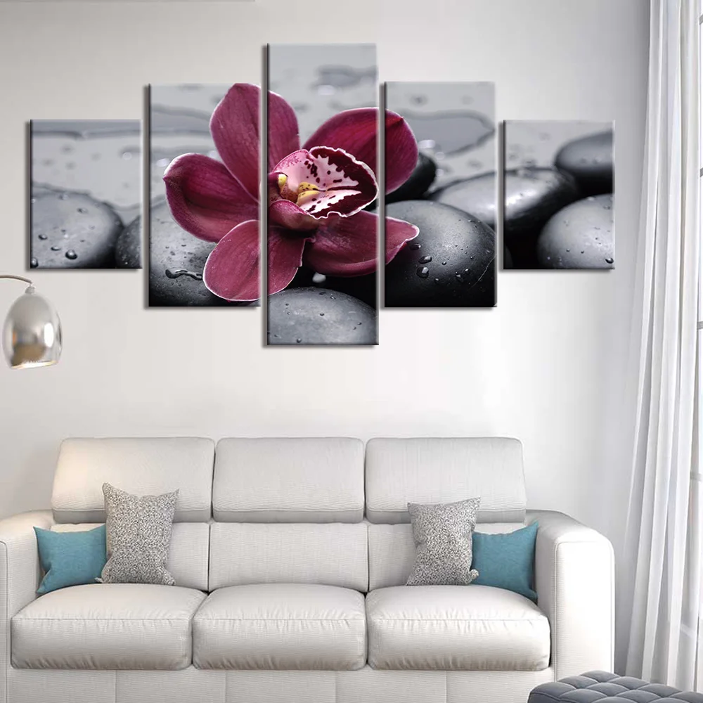 Modular Pictures Living Room Decoration Wall Art Canvas Flower Stone