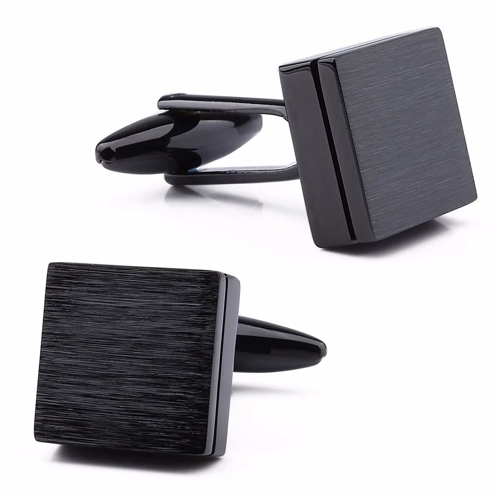 

Classic Wire Drawing Square Design Business Cufflinks For Men Quality Brass Material Gunblack Color Cuff Links Wholesale&retail