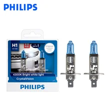 Philips H1 12V 55W Crystal Vision 4300K яркий белый светильник галогенные лампы авто лампы стильный вид устойчивые к ультрафиолетовому излучению 12258 CVSM, пара