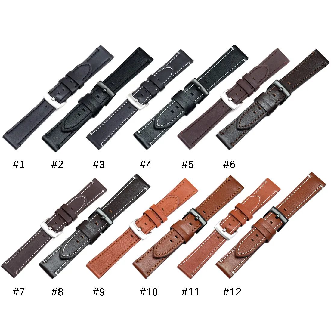 Ремешок для часов из натуральной кожи, ремешки 18 мм, 20 мм, 22 мм, 24 мм, аксессуары для часов, высококачественные коричневые Ремешки для наручных часов