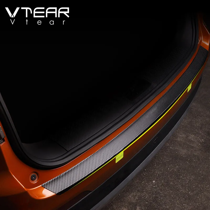 Vtear для VW Tiguan аксессуары для двери БАГАЖНИКА АВТОМОБИЛЯ порог потертости углеродного волокна кожа протектор Наклейка внутренняя отделка