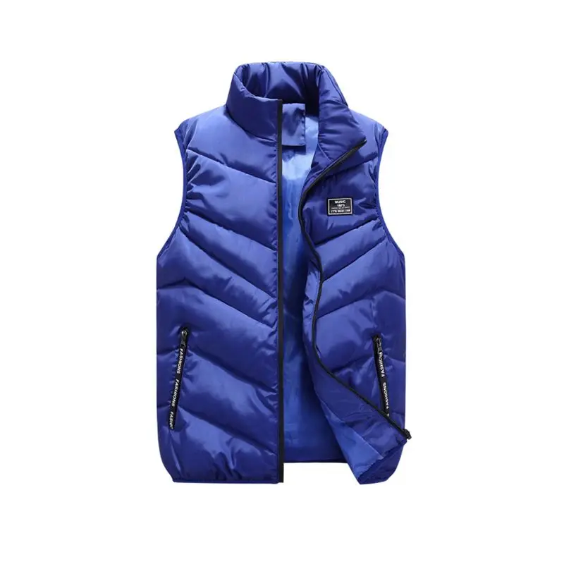 Royal Blue KLV, зимний жилет для женщин, мужчин и детей теплый ветрозащитный плотный жилет без рукавов с воротником-стойкой для родителей и детей с двумя боковыми карманами - Цвет: Royal Blue