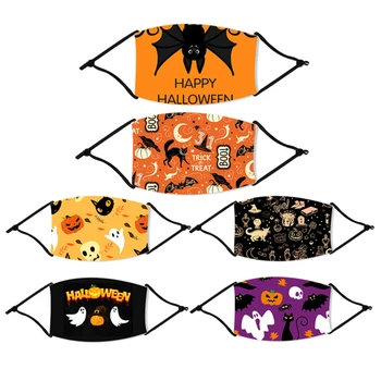 

New Color Cosplayer Halloween Pumpkin Face Fabric Mask Print Mouth-Muffle Washable Masks Fabric Reusable Mask For Adults