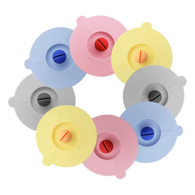 8pcs Silicone Glass Cup Covers Stretch Lids Reusable Antidust Silicone