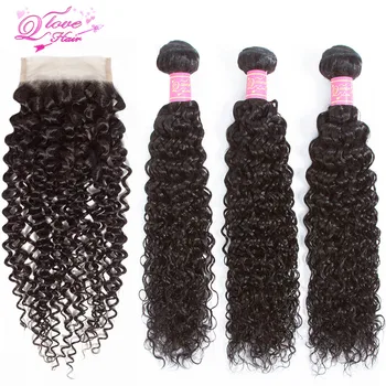 

Queen Love Hair Kinky Curly Bundles with Closure Brazilian Human Hair 3 Bundles With Closure 100% Remy Curly Hair Extension