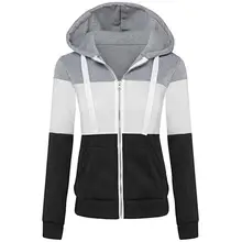 Женская спортивная одежда с длинным рукавом, тонкая цветная Лоскутная куртка с капюшоном и карманом, Повседневная Женская Куртка Harajuku для бега и бега