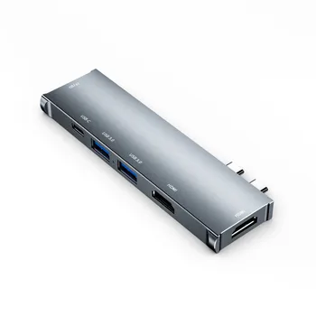 

1pcs Hub Adapter For MacBook Pro Dual Type-C male plugs Aluminum alloy
