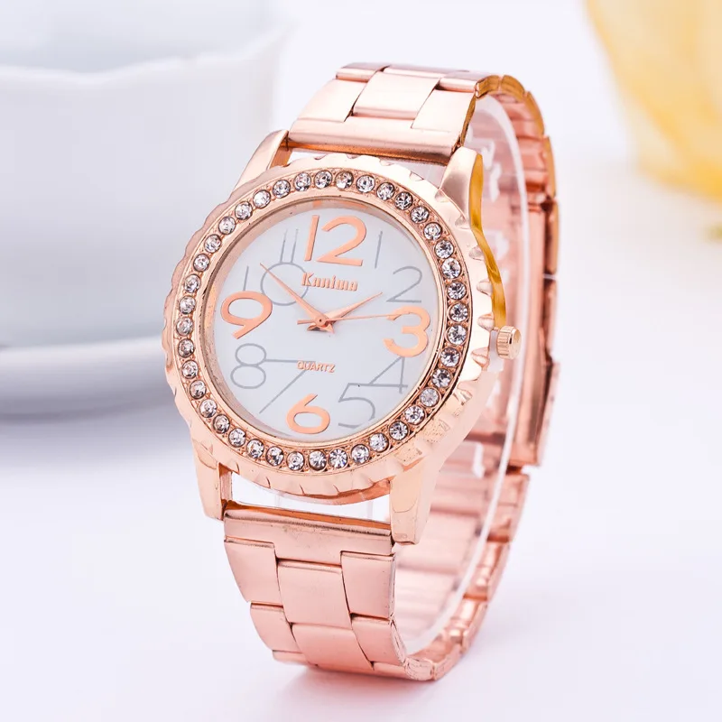 Модные повседневные женские часы рифленая нержавеющая сталь кварцевые наручные