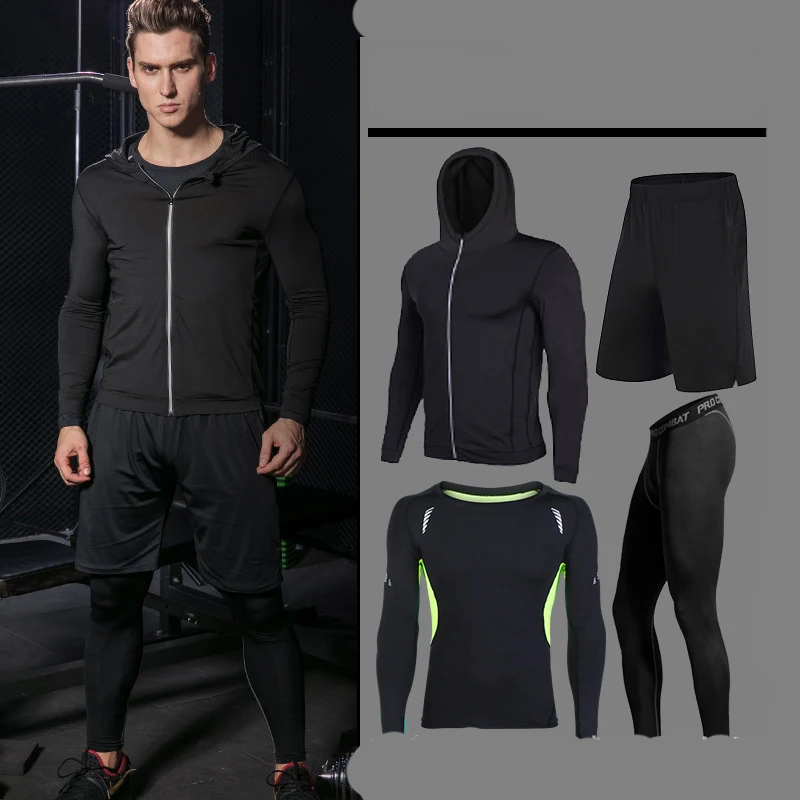 Men Outdoor Running Compression Sets Tights Fitness Breathable Quick-Dry Multicolor Gym Sportswear Skinny Training Running Sets - Цвет: sytq