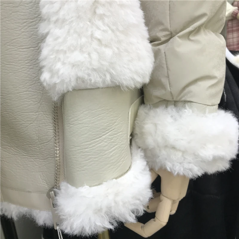 Женская куртка из искусственной овечьей шерсти, куртка из искусственной кожи с большим отворотом, Толстая теплая зимняя кожаная куртка, Женское пальто Nancylim