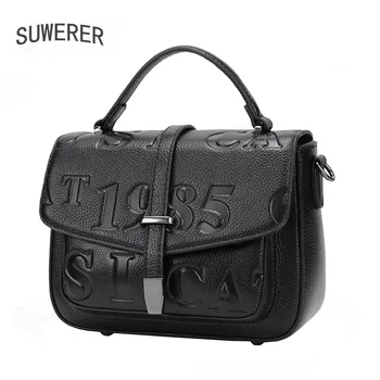 

SUWERER New women Genuine Leather bag luxury handbags women bags designer cowhide leather shoulder bag women real cowhide tote