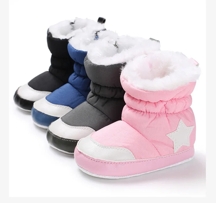 Детская одежда с защитой от снега сапоги "пятиконечная звезда" Повседневное толстое детское платье обувь с узким голенищем из бархата детская обувь для малышей