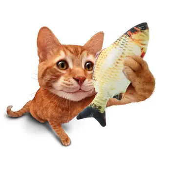 

3D Electric Fish Shape Catnip Cat Toy USB Charging Realistic Plush Wagging Fish Stuffed Pillow Doll Interactive Gifts