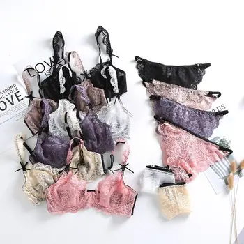 

The Latest Sexy Perspective Bra Suit Floating Flower Without Steel Sing Triangle Cup Comfortable Ultra-thin Bra Women's Bra Unde