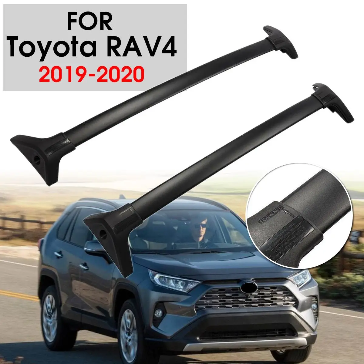 Новый черный горизонтальный кровельный стеллаж поперечный рельс для Toyota RAV4 2019 +