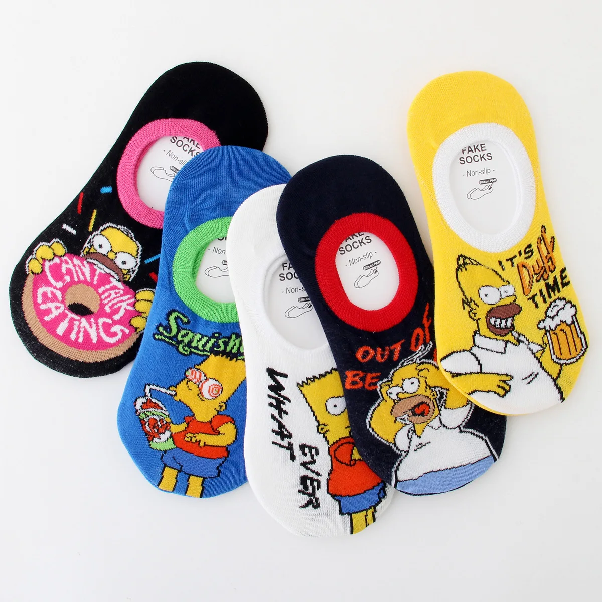 

10pcs 5 Pairs Summer Family Women Invisible Boat Socks Cool Kawaii Cute Non-slip Girls Donut Beer Funny Boat Socks Cartoon