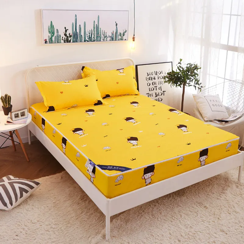 

New Coming waterproof Fitted Sheet On Elastic Band Mattress Cover with Rubber Band Printed Bed Sheet Hot Selling Bed Linens