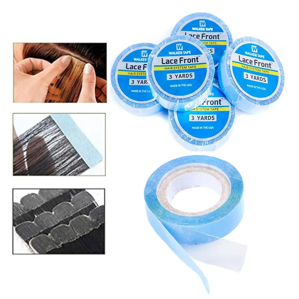 3 Yards Lace Front Tape Double Sided Blue Liner Hair Replacement Tape For Toupee and Wig, Hair Extensions